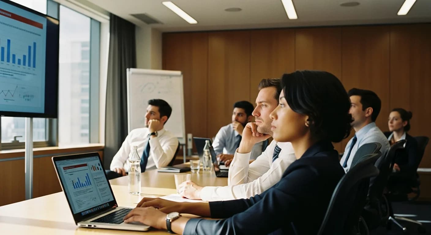 Gelangweilte Mitarbeiter in einer generischen Schulung